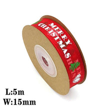 Load image into Gallery viewer, 5Meters 10mm 15mm 25mm Christmas Ribbons Decoration Wedding Gift Wrapping Organza Silk Satin Ribbon Printed Bow for Crafts DIY