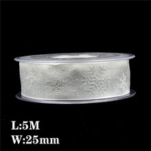 Load image into Gallery viewer, 5Meters 10mm 15mm 25mm Christmas Ribbons Decoration Wedding Gift Wrapping Organza Silk Satin Ribbon Printed Bow for Crafts DIY