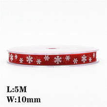 Load image into Gallery viewer, 5Meters 10mm 15mm 25mm Christmas Ribbons Decoration Wedding Gift Wrapping Organza Silk Satin Ribbon Printed Bow for Crafts DIY