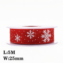 Load image into Gallery viewer, 5Meters 10mm 15mm 25mm Christmas Ribbons Decoration Wedding Gift Wrapping Organza Silk Satin Ribbon Printed Bow for Crafts DIY