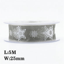 Load image into Gallery viewer, 5Meters 10mm 15mm 25mm Christmas Ribbons Decoration Wedding Gift Wrapping Organza Silk Satin Ribbon Printed Bow for Crafts DIY