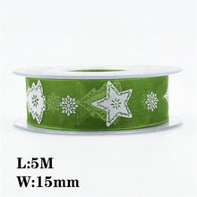 Load image into Gallery viewer, 5Meters 10mm 15mm 25mm Christmas Ribbons Decoration Wedding Gift Wrapping Organza Silk Satin Ribbon Printed Bow for Crafts DIY