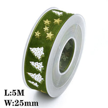 Load image into Gallery viewer, 5Meters 10mm 15mm 25mm Christmas Ribbons Decoration Wedding Gift Wrapping Organza Silk Satin Ribbon Printed Bow for Crafts DIY