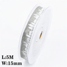 Load image into Gallery viewer, 5Meters 10mm 15mm 25mm Christmas Ribbons Decoration Wedding Gift Wrapping Organza Silk Satin Ribbon Printed Bow for Crafts DIY