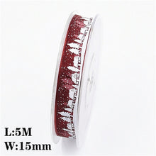 Load image into Gallery viewer, 5Meters 10mm 15mm 25mm Christmas Ribbons Decoration Wedding Gift Wrapping Organza Silk Satin Ribbon Printed Bow for Crafts DIY