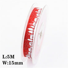 Load image into Gallery viewer, 5Meters 10mm 15mm 25mm Christmas Ribbons Decoration Wedding Gift Wrapping Organza Silk Satin Ribbon Printed Bow for Crafts DIY