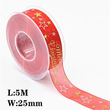 Load image into Gallery viewer, 5Meters 10mm 15mm 25mm Christmas Ribbons Decoration Wedding Gift Wrapping Organza Silk Satin Ribbon Printed Bow for Crafts DIY