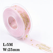 Load image into Gallery viewer, 5Meters 10mm 15mm 25mm Christmas Ribbons Decoration Wedding Gift Wrapping Organza Silk Satin Ribbon Printed Bow for Crafts DIY