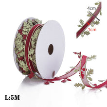 Load image into Gallery viewer, 5Meters 10mm 15mm 25mm Christmas Ribbons Decoration Wedding Gift Wrapping Organza Silk Satin Ribbon Printed Bow for Crafts DIY