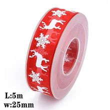 Load image into Gallery viewer, 5Meters 10mm 15mm 25mm Christmas Ribbons Decoration Wedding Gift Wrapping Organza Silk Satin Ribbon Printed Bow for Crafts DIY