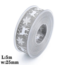 Load image into Gallery viewer, 5Meters 10mm 15mm 25mm Christmas Ribbons Decoration Wedding Gift Wrapping Organza Silk Satin Ribbon Printed Bow for Crafts DIY