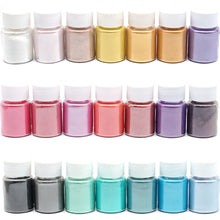 Load image into Gallery viewer, 21 Colors Pearl Pigment Powder Mica Pearlescent Colorants Resin Dye for Jewelry Making Art Tool Art Supplies
