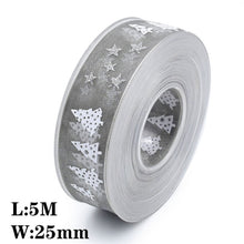 Load image into Gallery viewer, 5Meters 10mm 15mm 25mm Christmas Ribbons Decoration Wedding   Gift Wrapping Organza Silk Satin Ribbon Printed Bow for Crafts DIY
